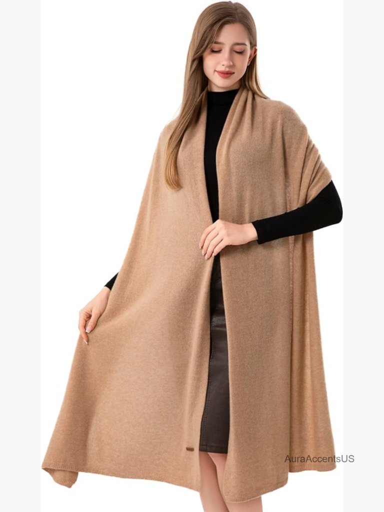 Cashmere Wrap Scarf Stole Extra Large 87x28 In Soft Warm Knitted Pashmina